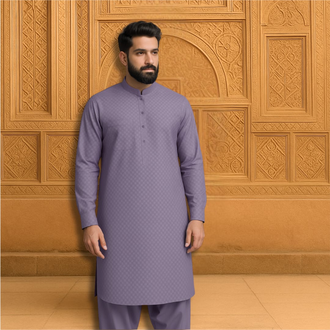 Self design Hard cotton - purple.